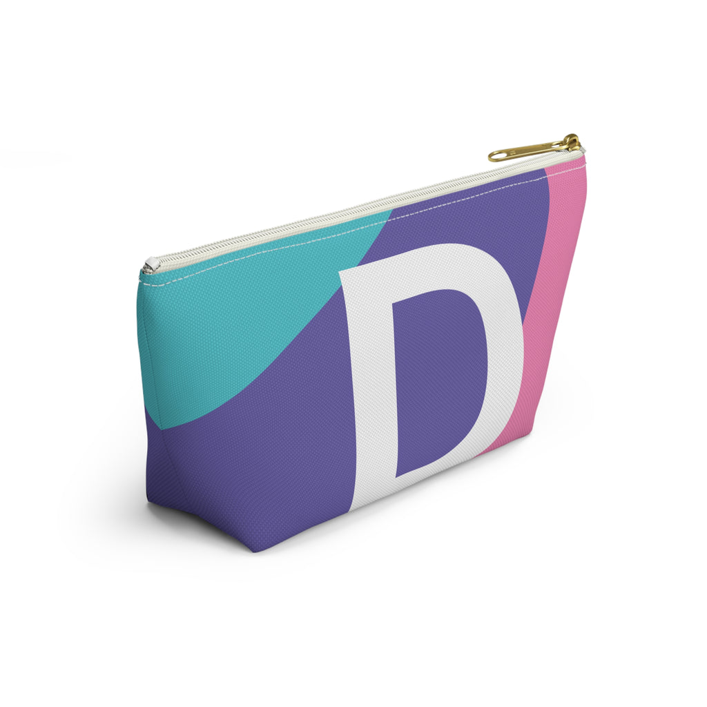Initials Colorblock Accessory Pouch — Monogram D T-Bottom Cosmetic Bag
