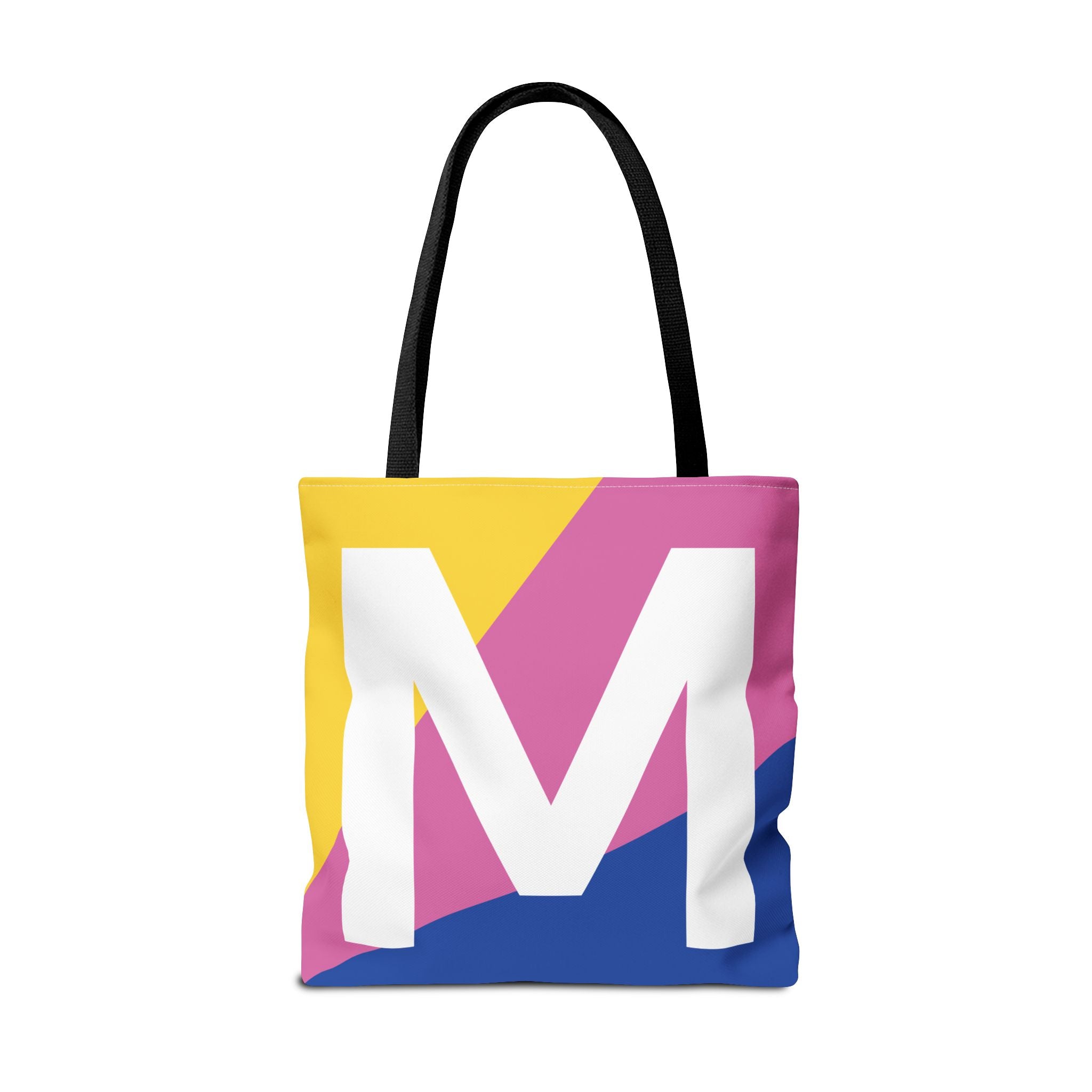 Monogram 'M' Colorblock Tote Bag — Personalized Initial M Shoulder Tote