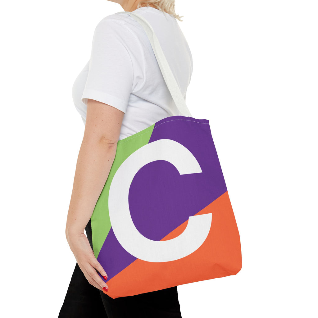 Monogram 'C' Colorblock Tote Bag — Personalized Initial C Shoulder Tote
