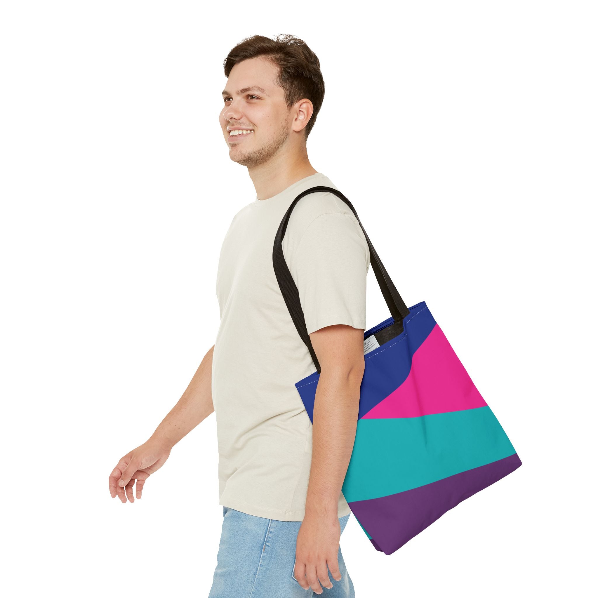 Retro 80s & 90s Inspired Color Block Tote Bag | Stylish Everyday Canvas Shoulder Bag