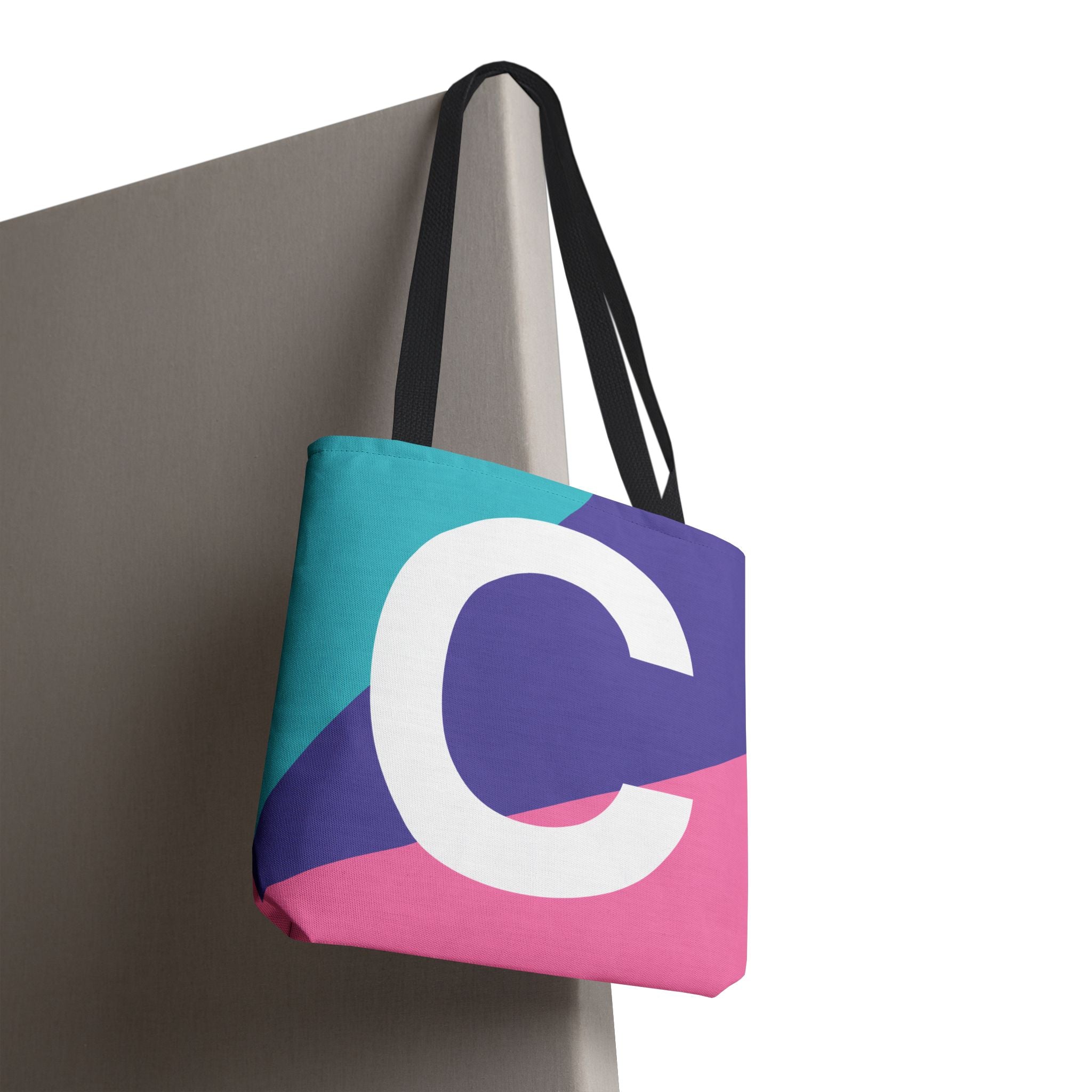 Monogram 'C' Colorblock Tote Bag — Personalized Initial C Shoulder Tote