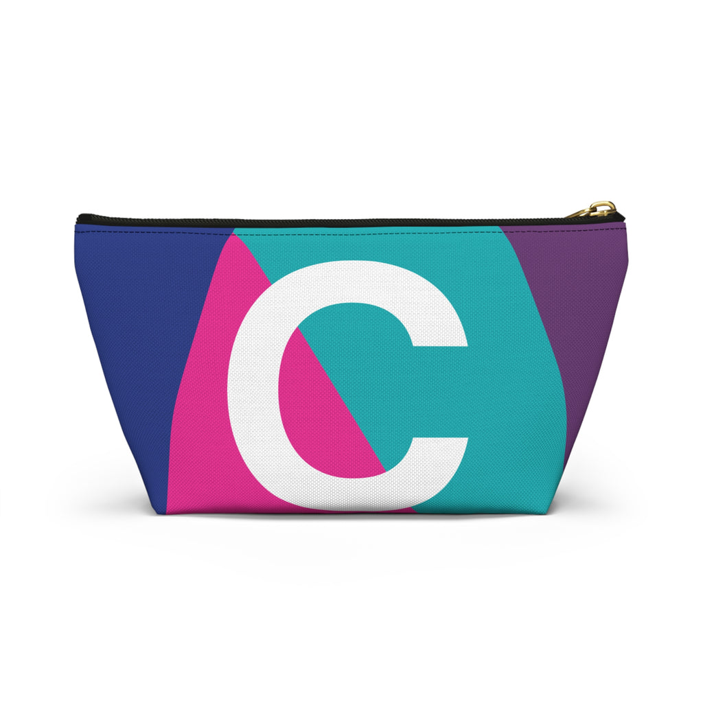 Initials Colorblock Accessory Pouch — Monogram C T-Bottom Cosmetic Bag