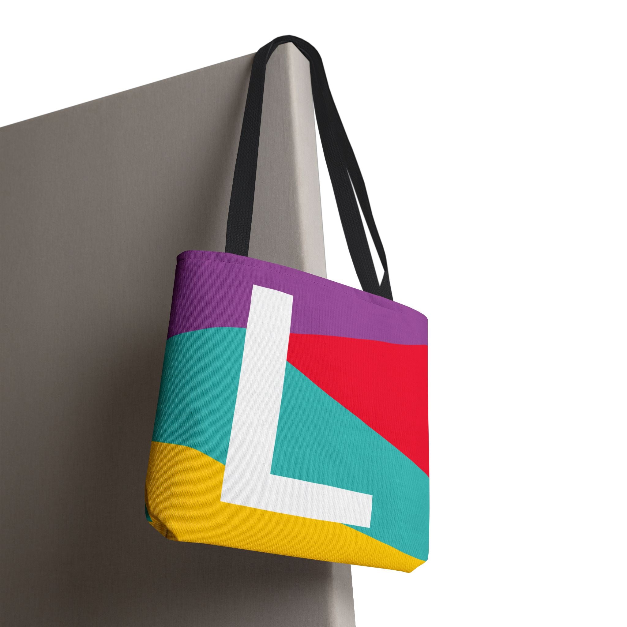 Monogram 'L' Colorblock Tote Bag — Personalized Initial L Shoulder Tote