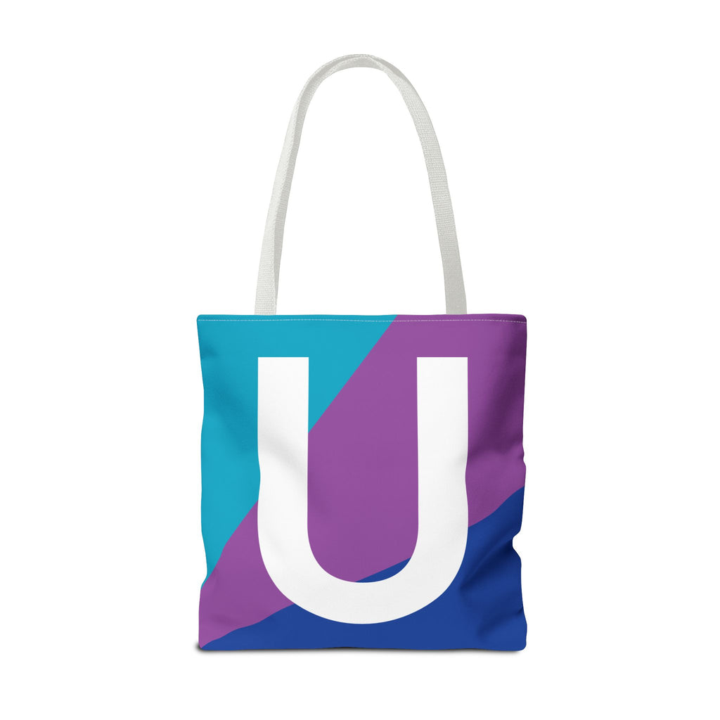 Monogram 'U' Colorblock Tote Bag — Personalized Initial U Shoulder Tote