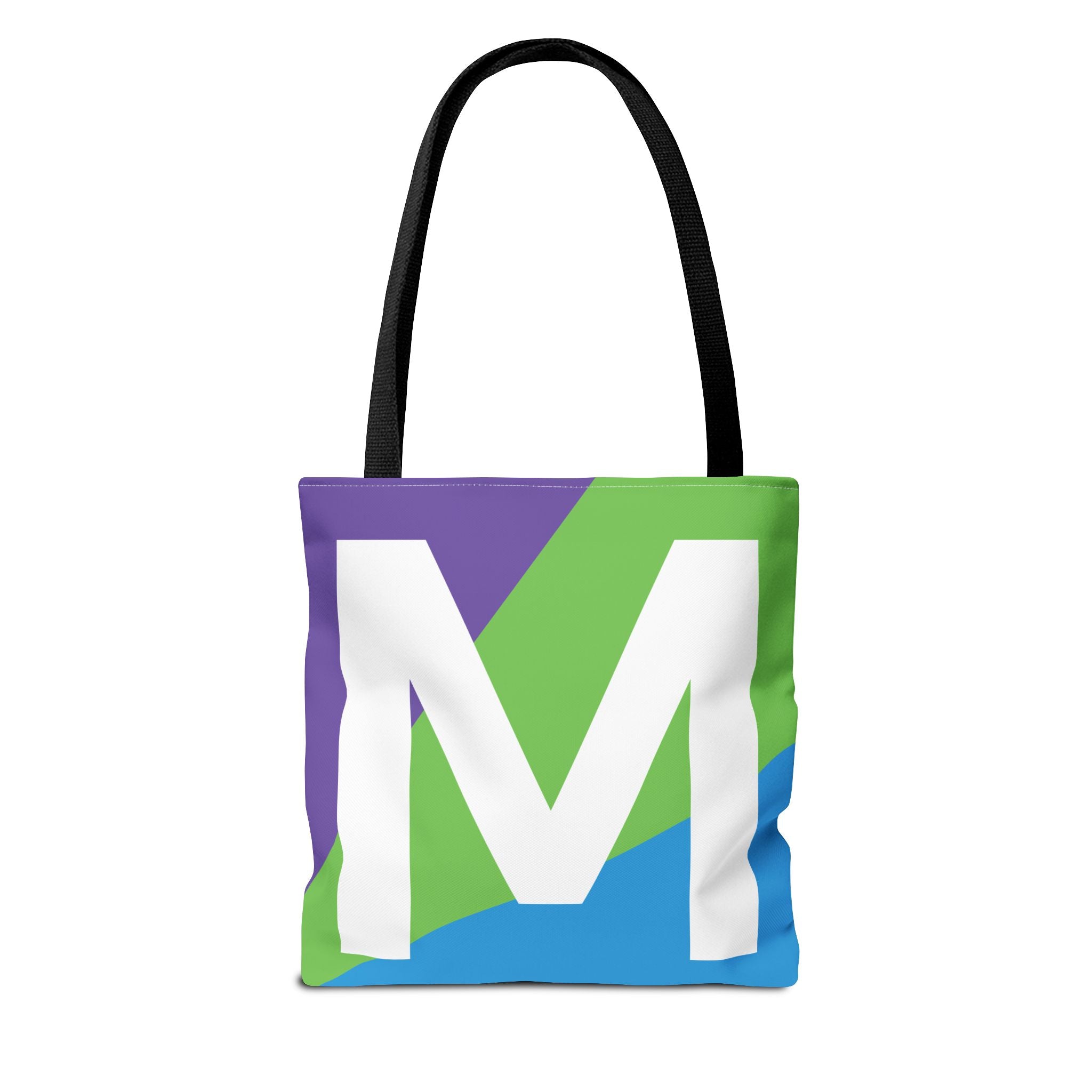 Monogram 'M' Colorblock Tote Bag — Personalized Initial M Shoulder Tote