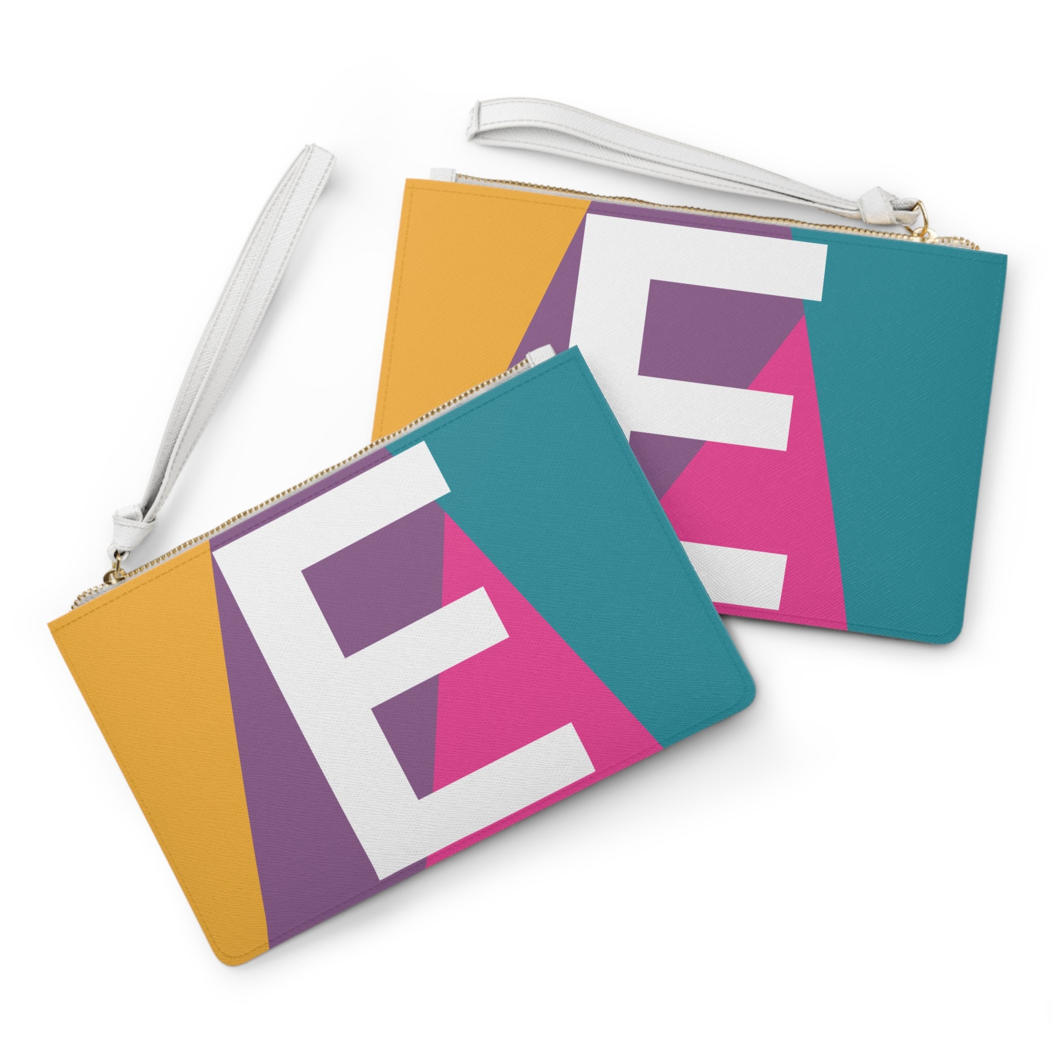 Monogram 'E' Colorblock Clutch Bag — Bold Geometric Wristlet for Everyday & Gifts