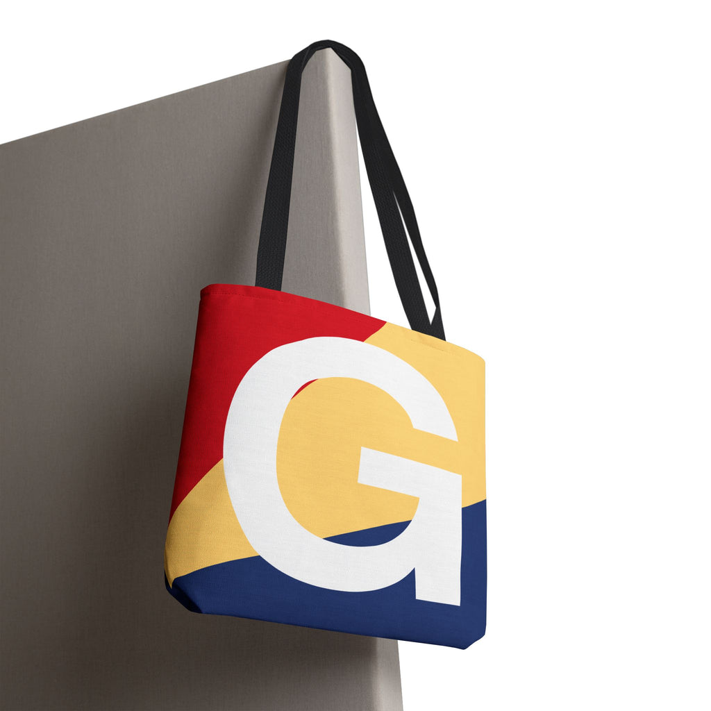 Monogram 'G' Colorblock Tote Bag — Personalized Initial G Shoulder Tote