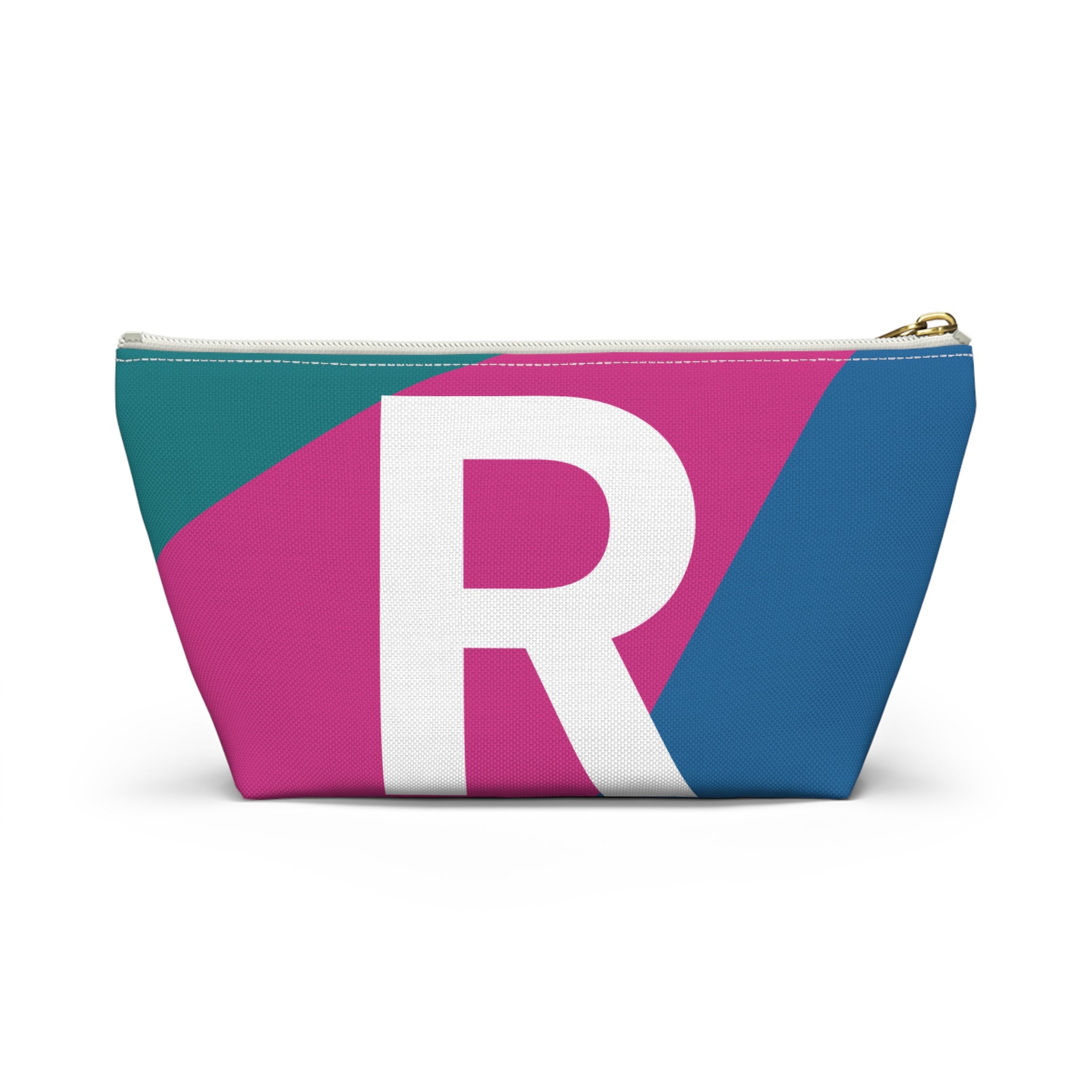 Initials Colorblock Accessory Pouch — Monogram R T-Bottom Cosmetic Bag