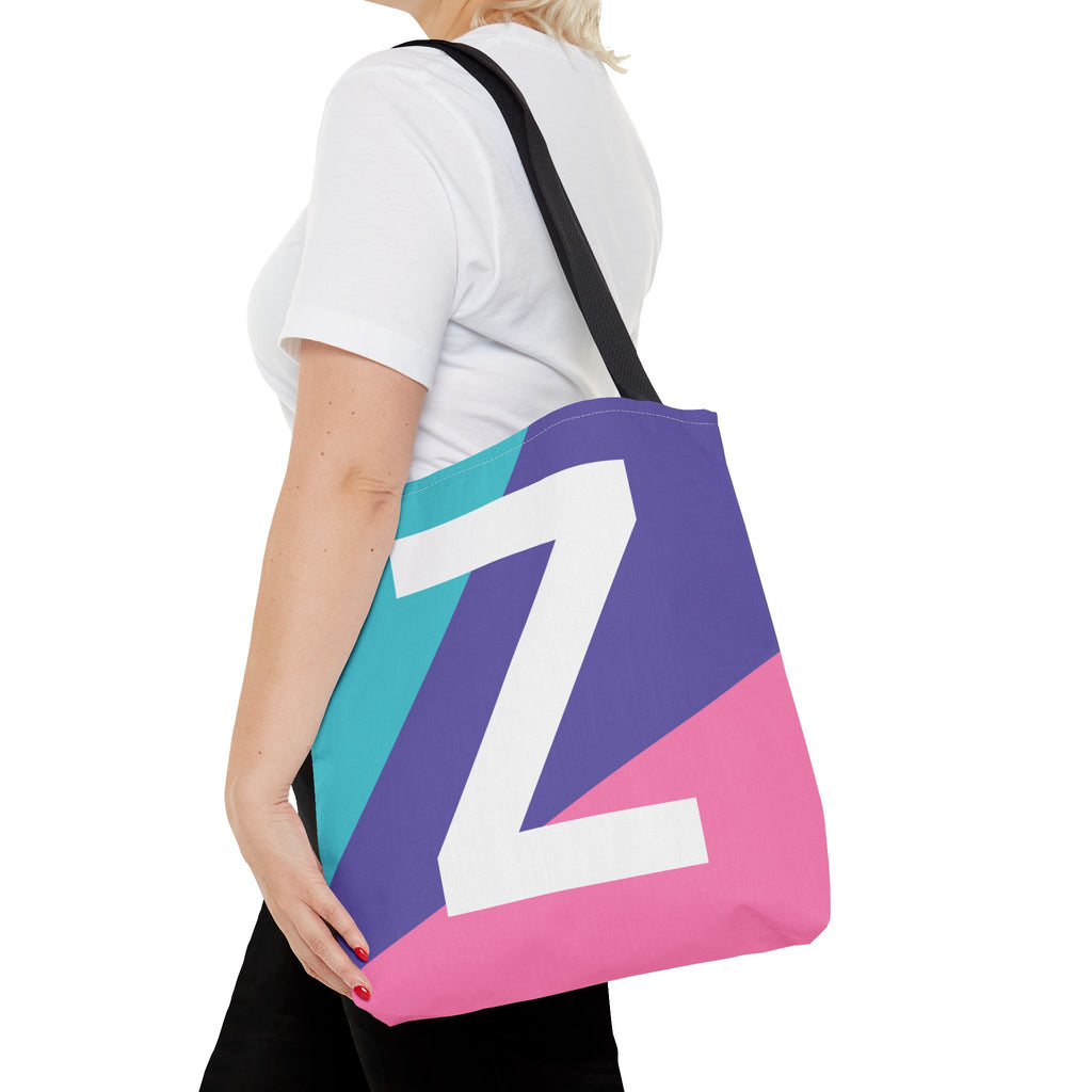 Monogram 'Z' Colorblock Tote Bag — Personalized Initial Z Shoulder Tote