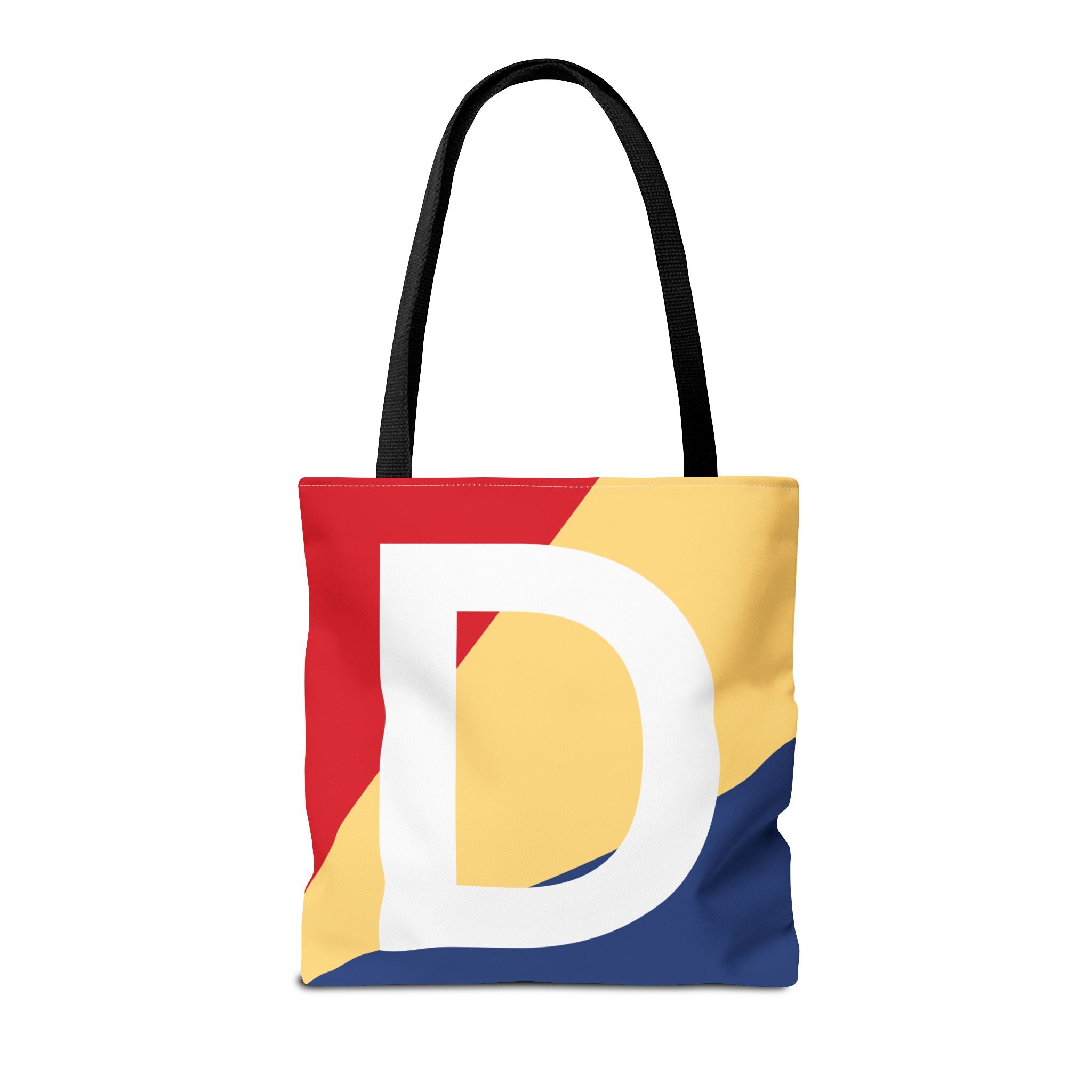 Monogram 'D' Colorblock Tote Bag — Personalized Initial D Shoulder Tote