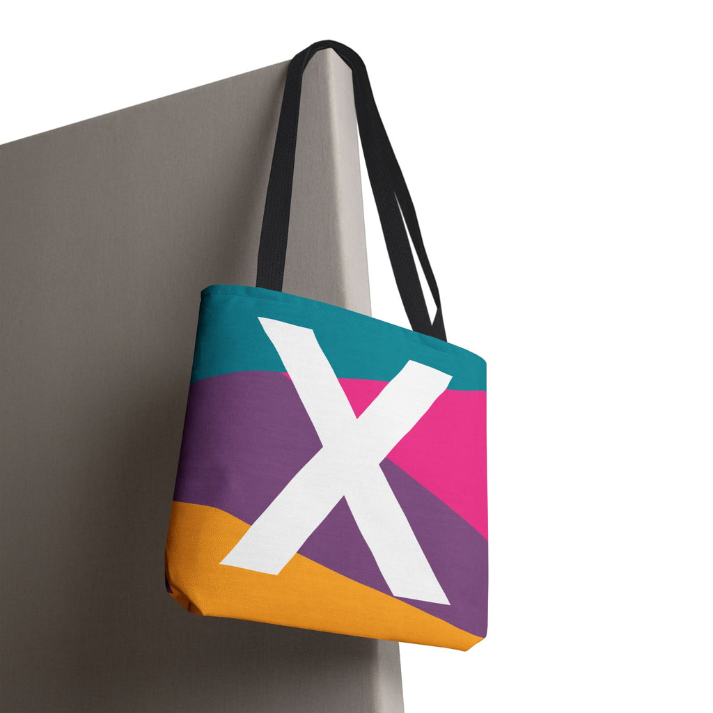 Monogram 'X' Colorblock Tote Bag — Personalized Initial X Shoulder Tote