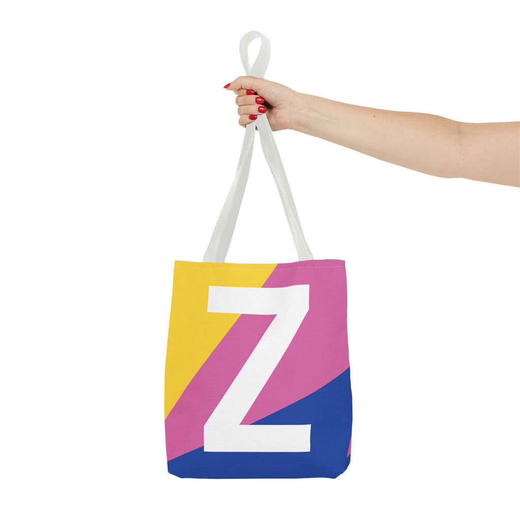 Monogram 'Z' Colorblock Tote Bag — Personalized Initial Z Shoulder Tote