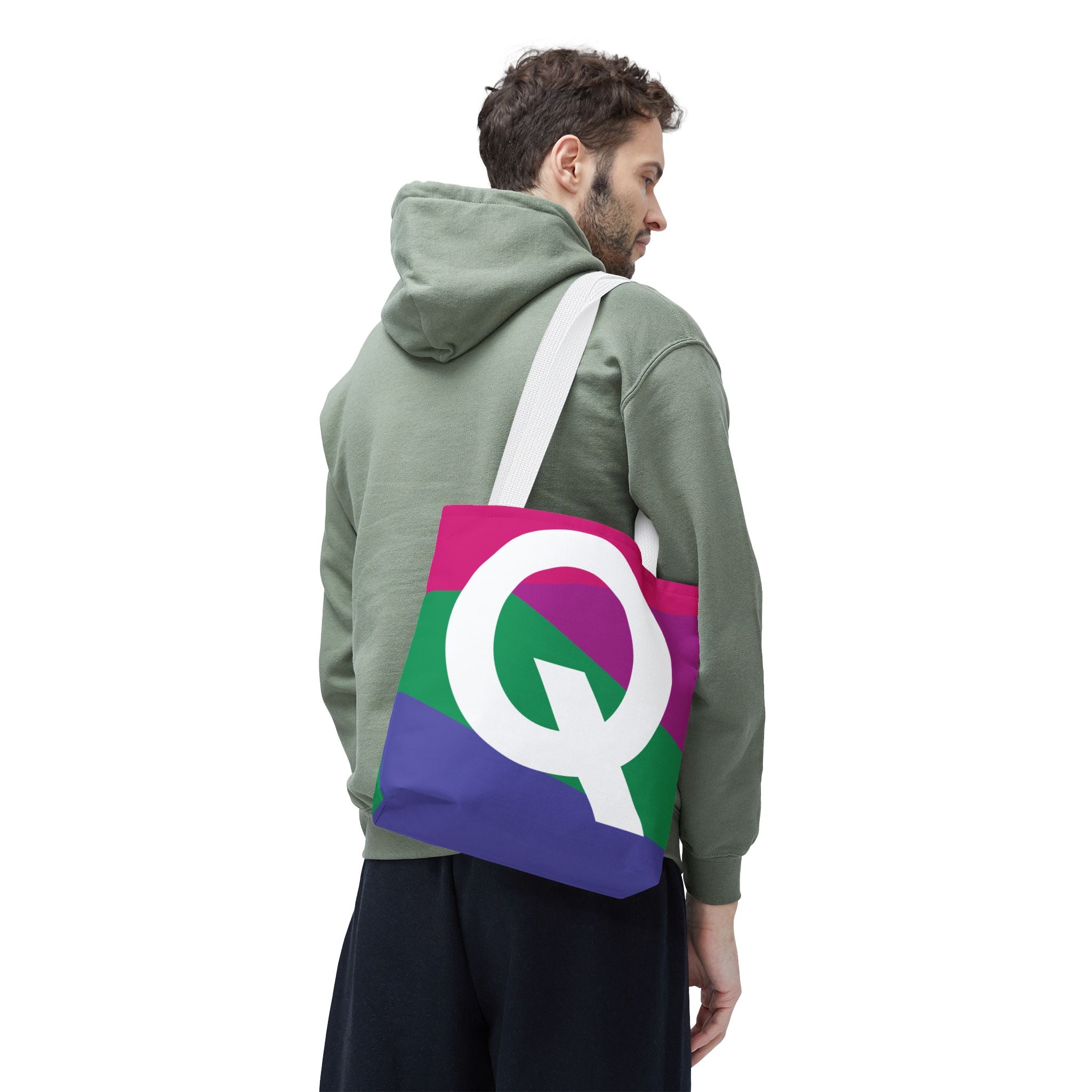 Monogram 'Q' Colorblock Tote Bag — Personalized Initial Q Shoulder Tote