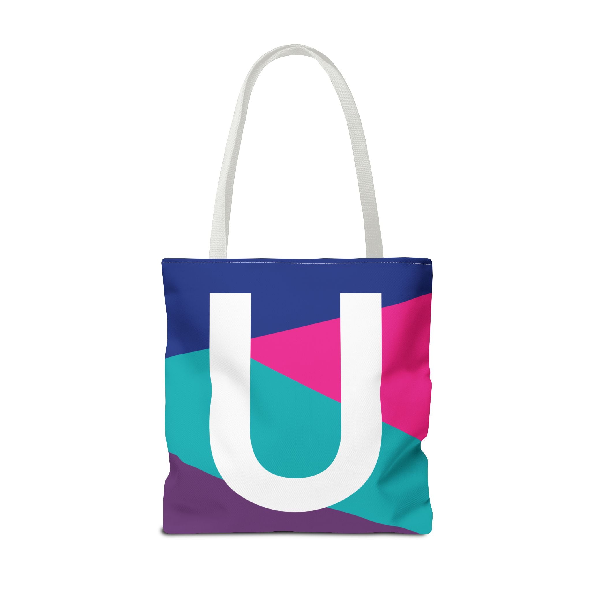 Monogram 'U' Colorblock Tote Bag — Personalized Initial U Shoulder Tote