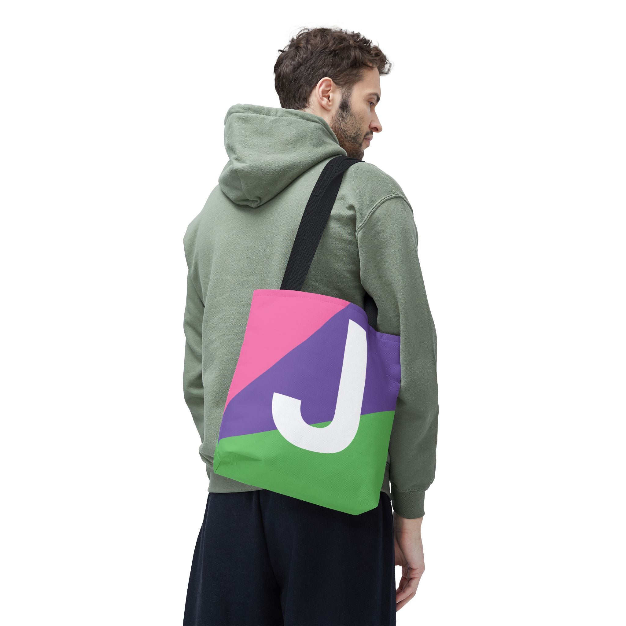 Monogram 'J' Colorblock Tote Bag — Personalized Initial J Shoulder Tote