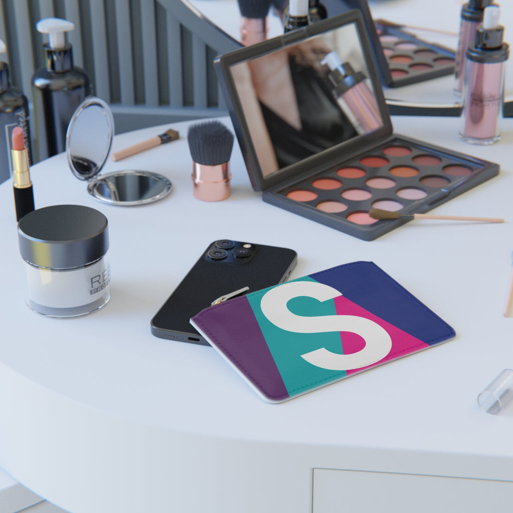 Initial S Mini Clutch — Colorblock Monogram Wristlet Wallet