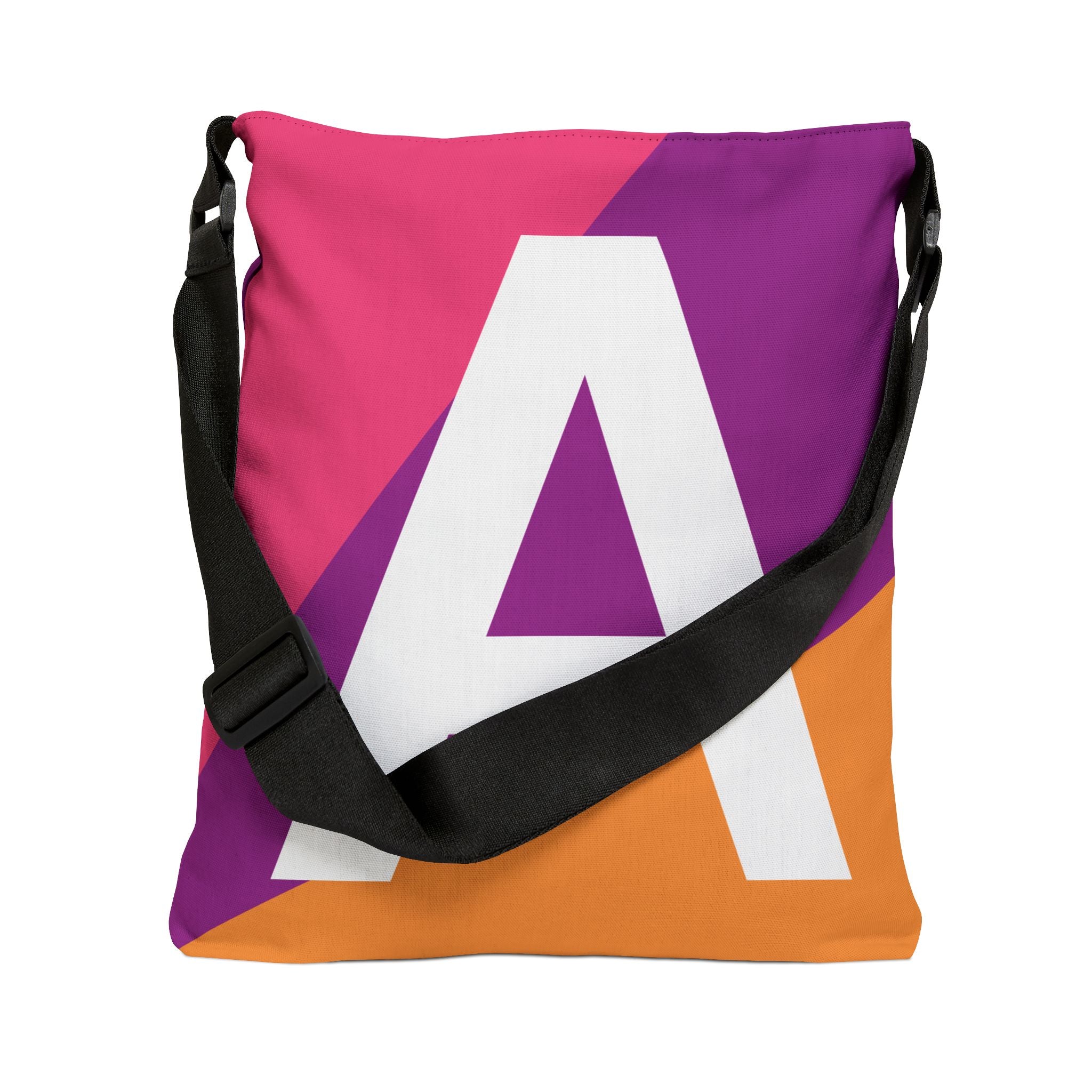 Initial Letter 'A' Colorblock Adjustable Tote Bag — Monogram Alphabet Shoulder Bag