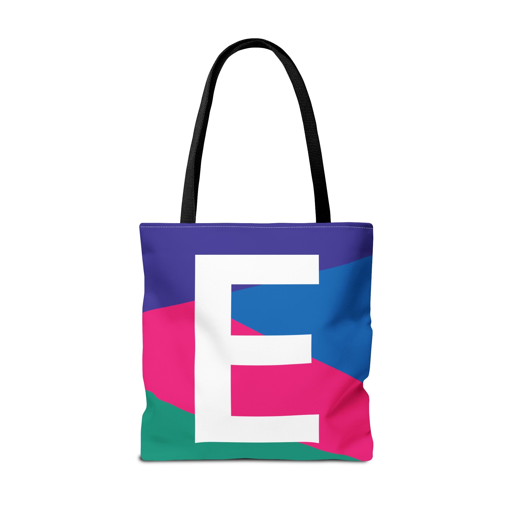 Monogram 'E' Colorblock Tote Bag — Personalized Initial E Shoulder Tote