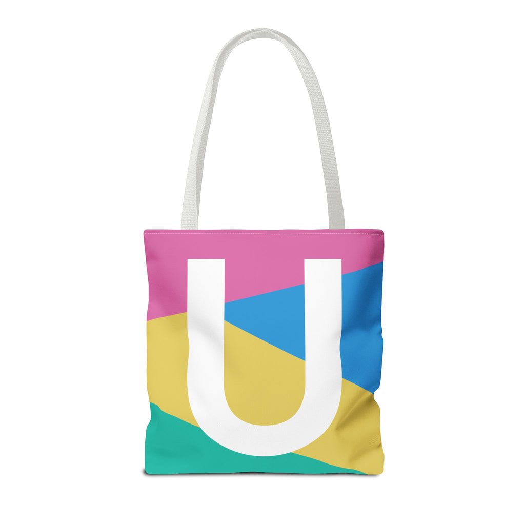 Monogram 'U' Colorblock Tote Bag — Personalized Initial U Shoulder Tote