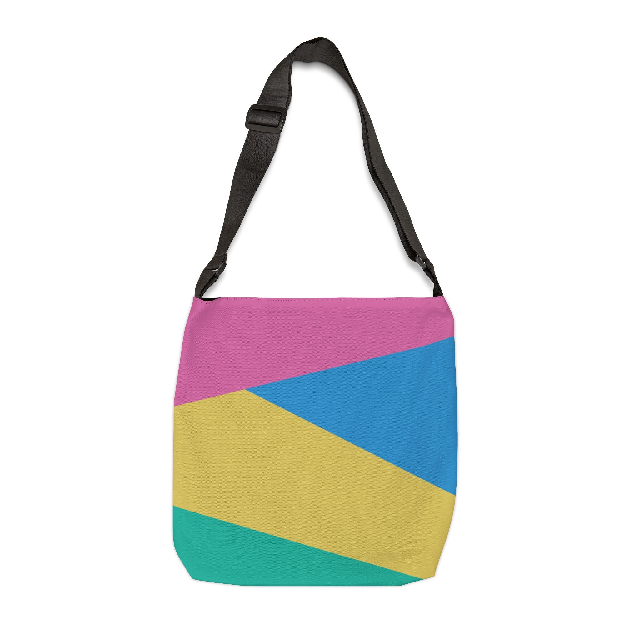 Colorblock Geometric Tote Bag — Adjustable Strap, Bright Abstract Pattern