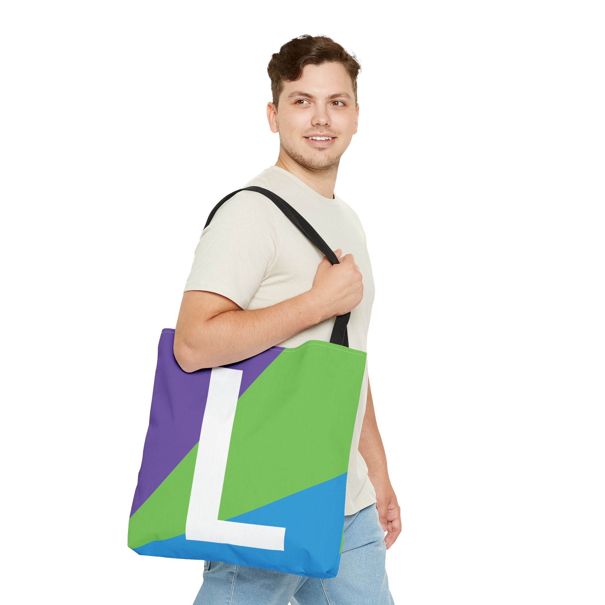 Monogram 'L' Colorblock Tote Bag — Personalized Initial L Shoulder Tote