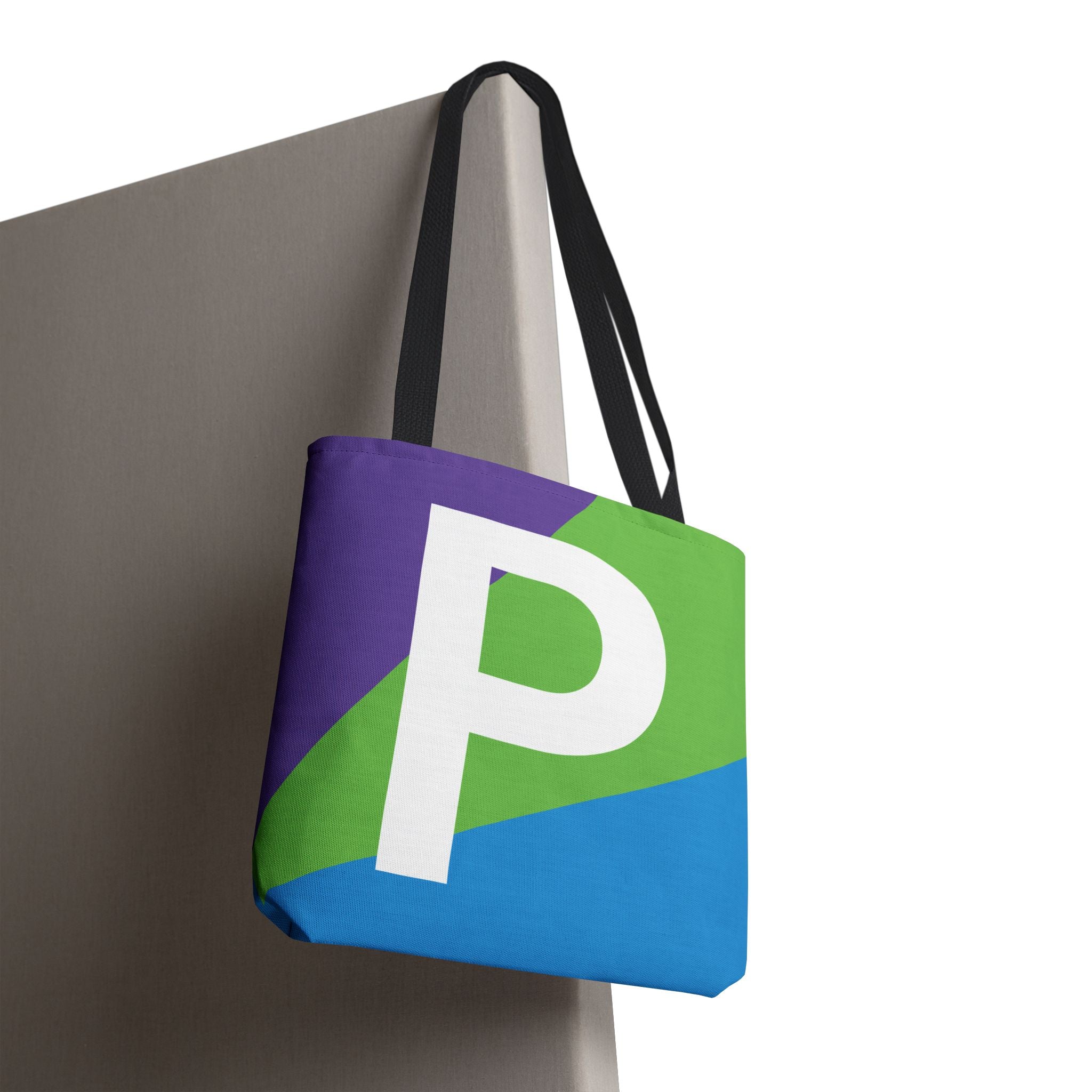 Monogram 'P' Colorblock Tote Bag — Personalized Initial P Shoulder Tote
