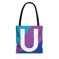 Monogram 'U' Colorblock Tote Bag — Personalized Initial U Shoulder Tote