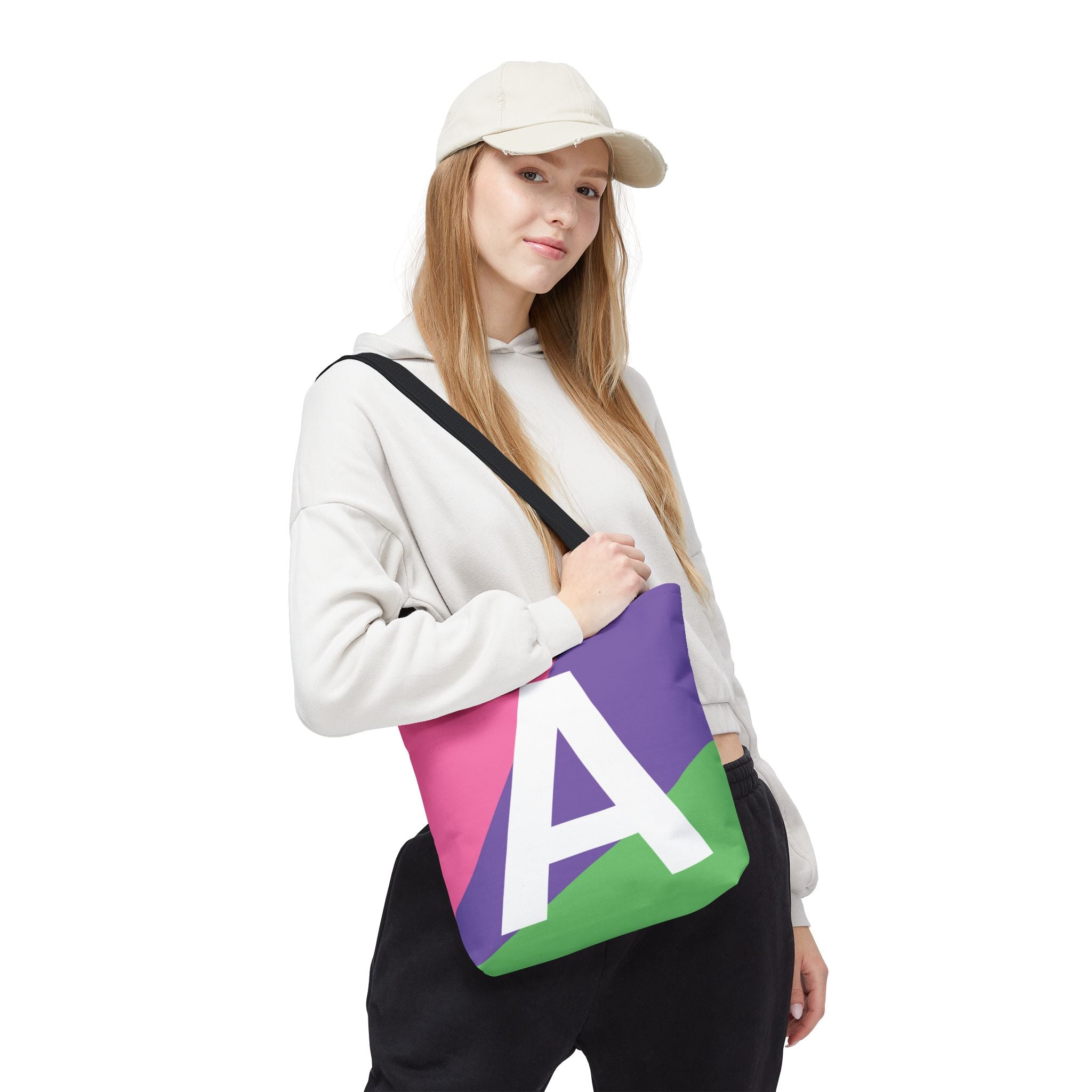 Monogram 'A' Colorblock Tote Bag — Personalized Initial A Shoulder Tote