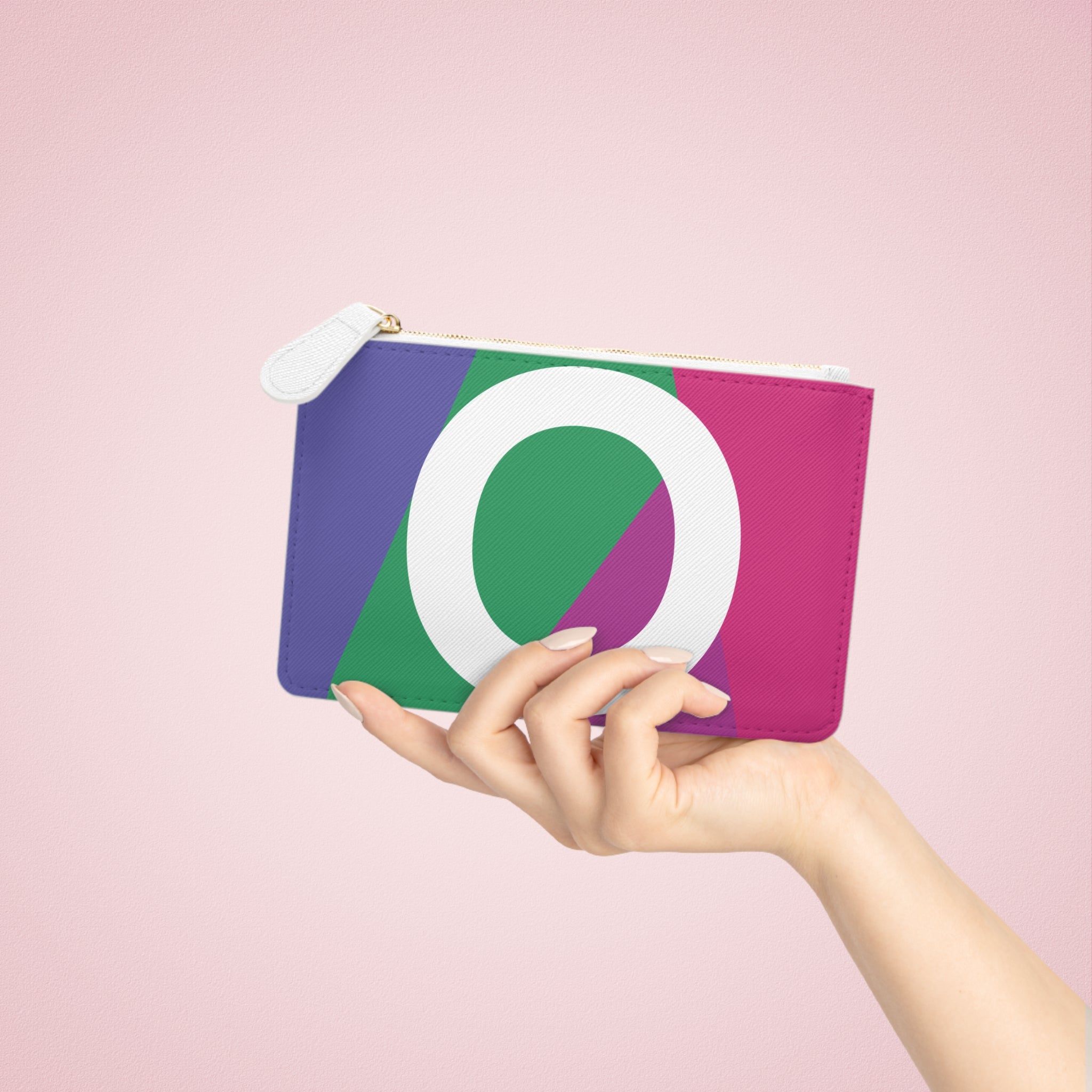 Initial O Mini Clutch — Colorblock Monogram Wristlet Wallet