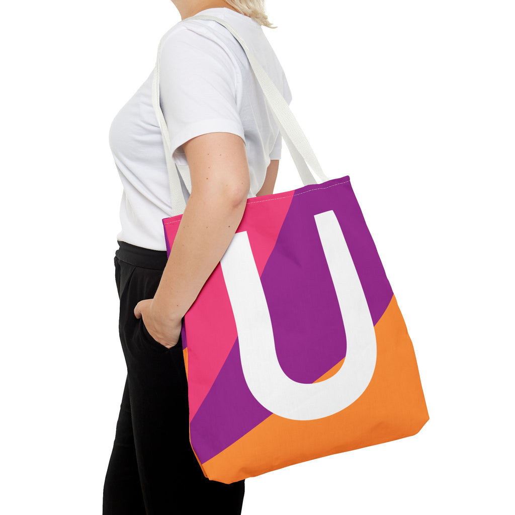 Monogram 'U' Colorblock Tote Bag — Personalized Initial U Shoulder Tote
