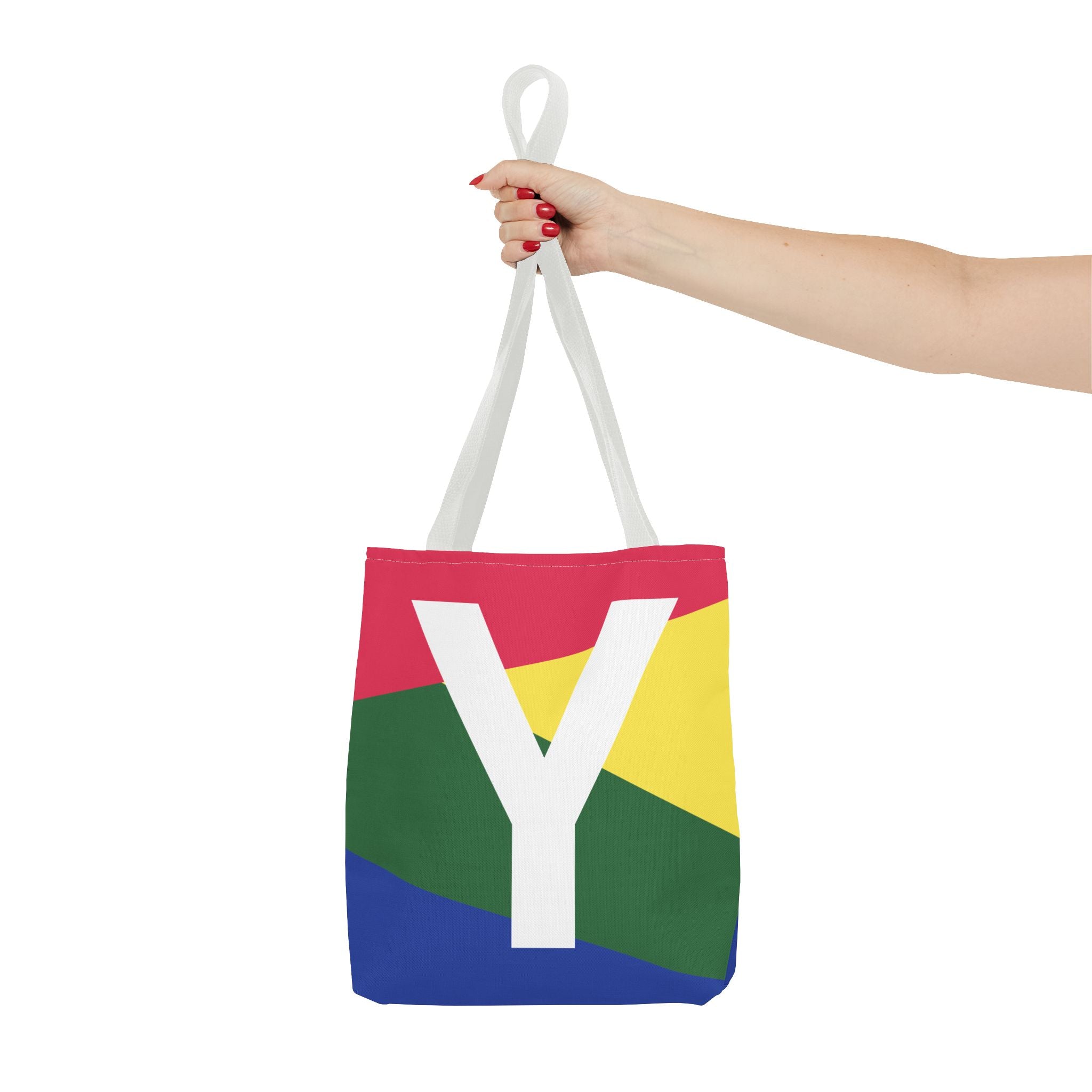 Monogram 'Y' Colorblock Tote Bag — Personalized Initial Y Shoulder Tote