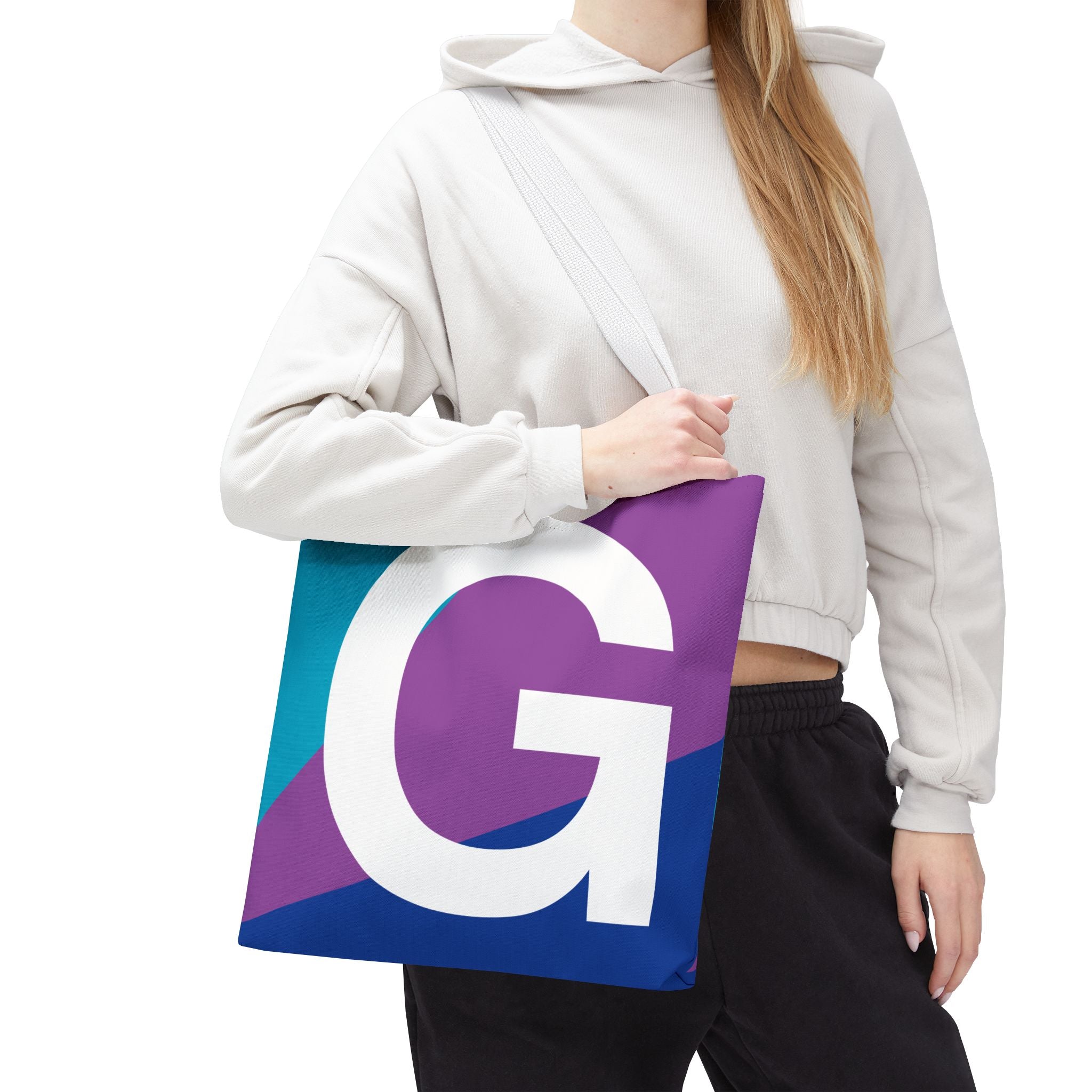 Monogram 'G' Colorblock Tote Bag — Personalized Initial G Shoulder Tote
