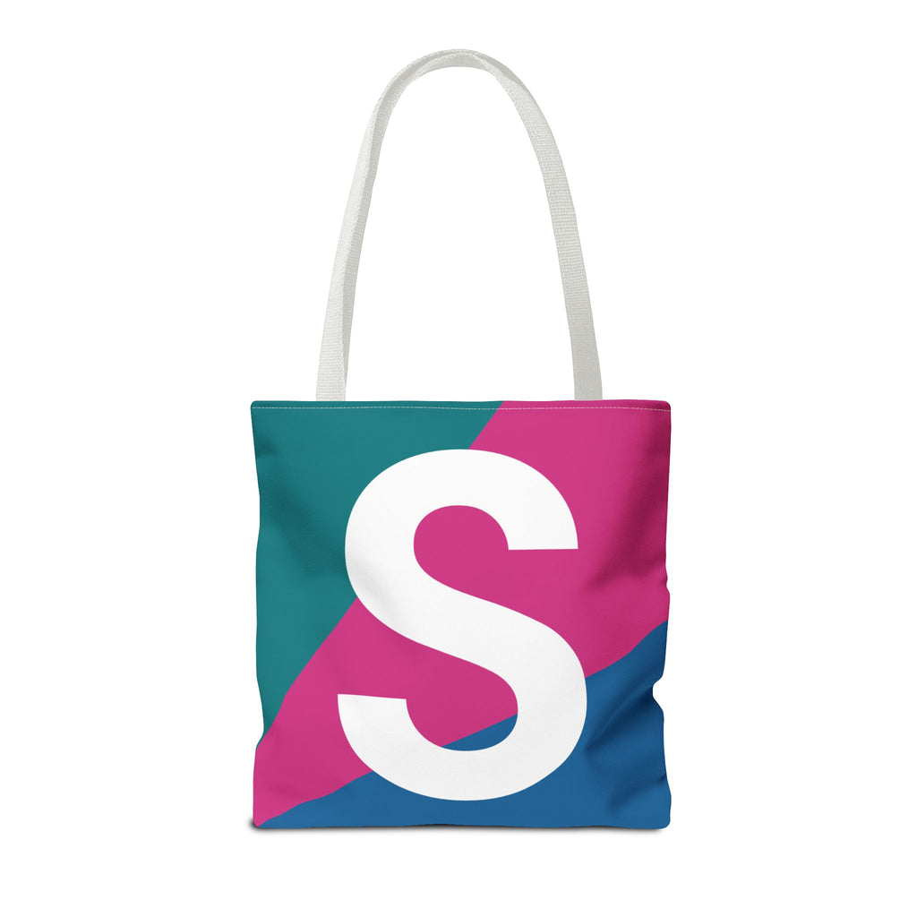 Monogram 'S' Colorblock Tote Bag — Personalized Initial S Shoulder Tote