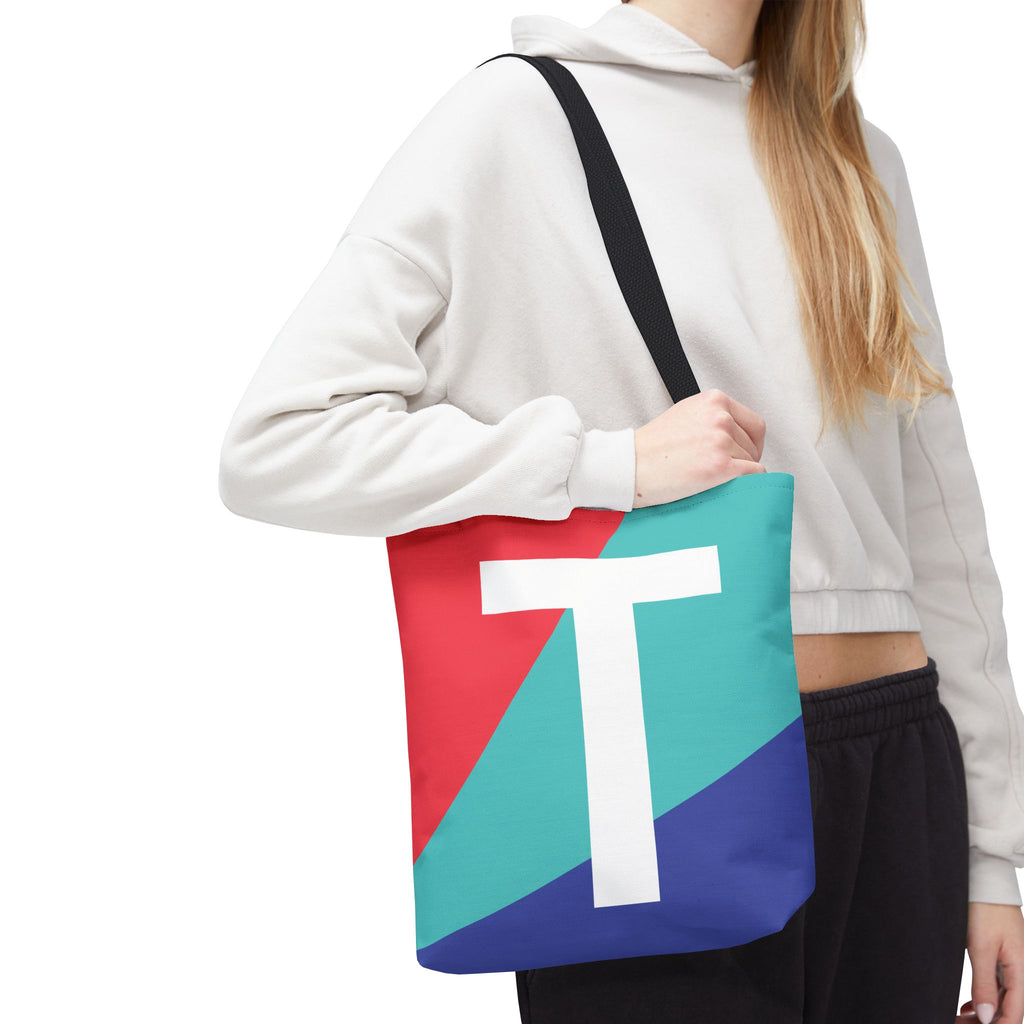 Monogram 'T' Colorblock Tote Bag — Personalized Initial T Shoulder Tote