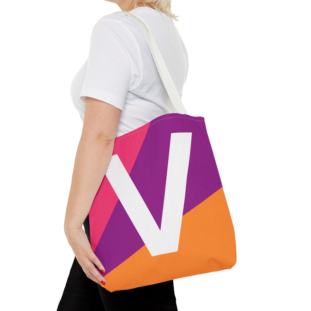 Monogram 'V' Colorblock Tote Bag — Personalized Initial V Shoulder Tote