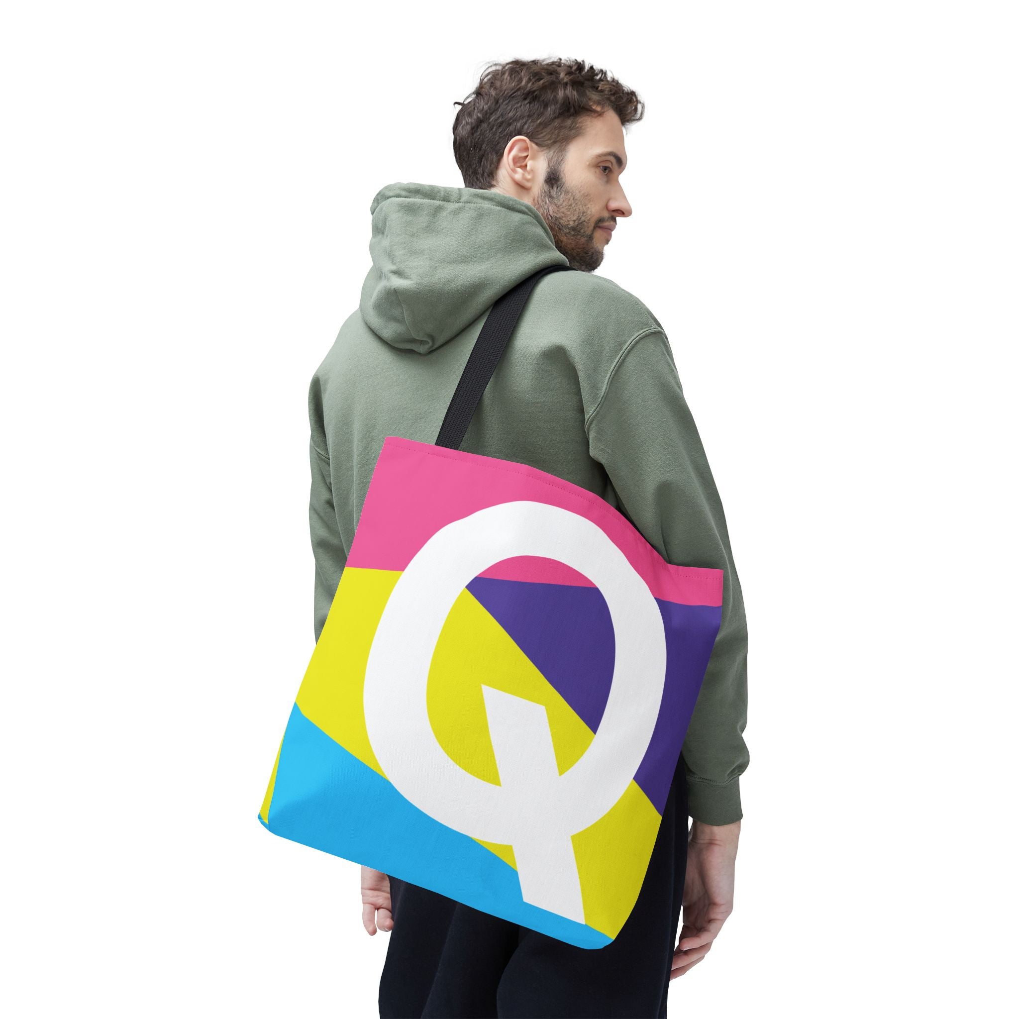 Monogram 'Q' Colorblock Tote Bag — Personalized Initial Q Shoulder Tote