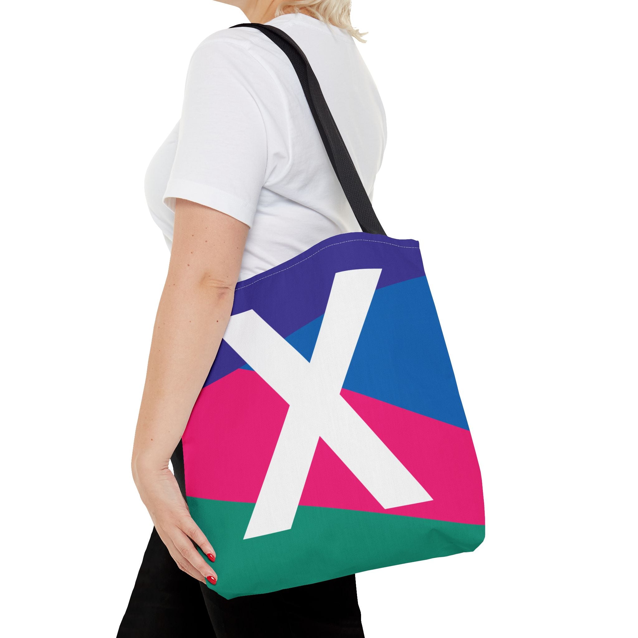 Monogram 'X' Colorblock Tote Bag — Personalized Initial X Shoulder Tote