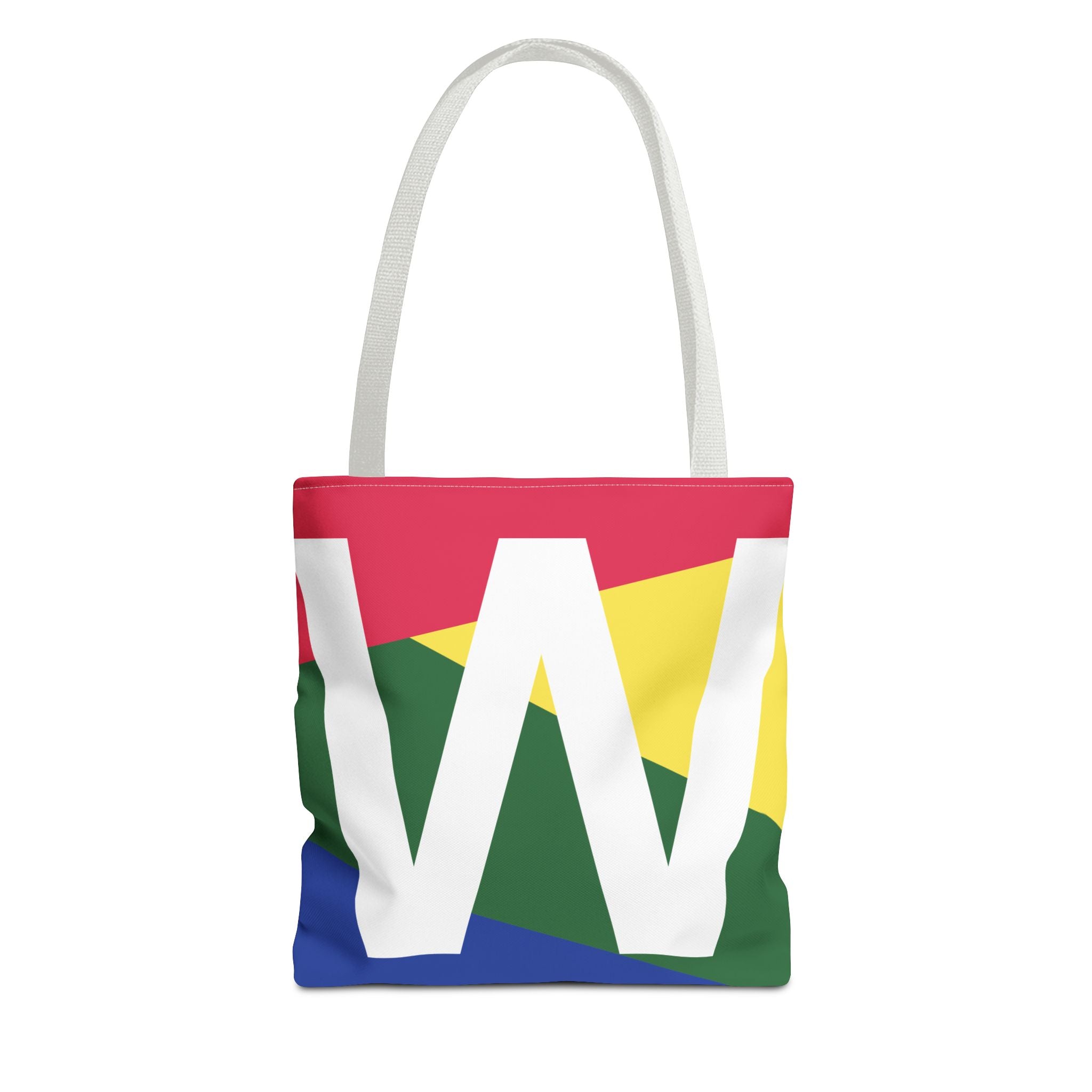Monogram 'W' Colorblock Tote Bag — Personalized Initial W Shoulder Tote
