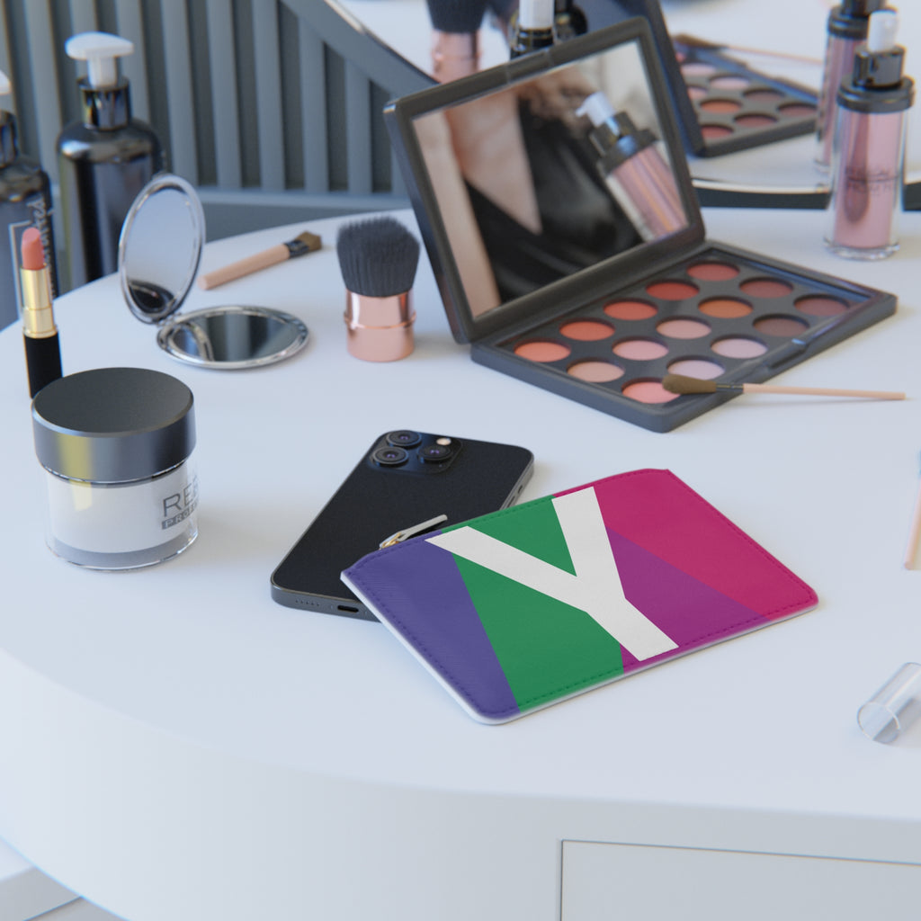 Initial Y Mini Clutch — Colorblock Monogram Wristlet Wallet