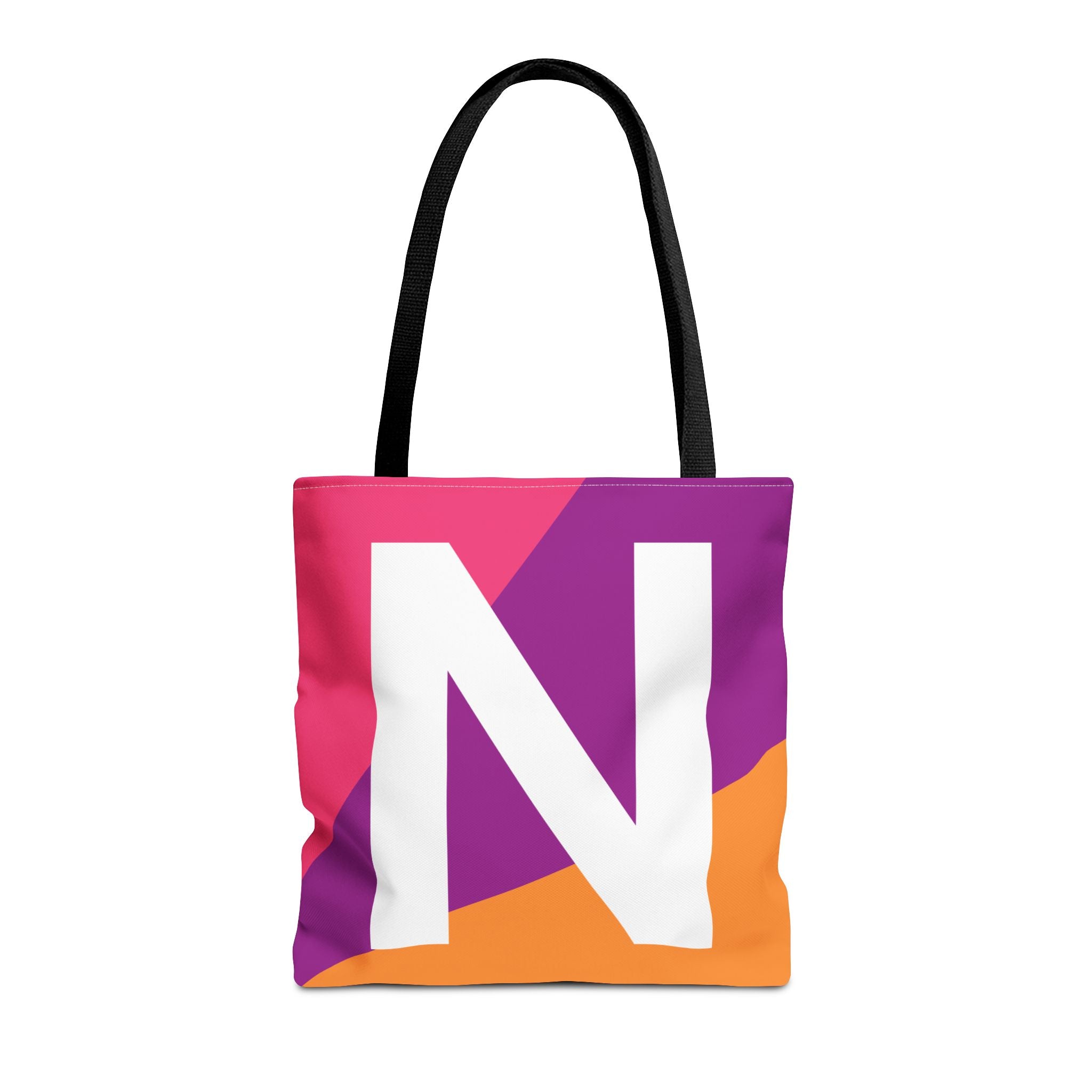 Monogram 'N' Colorblock Tote Bag — Personalized Initial N Shoulder Tote