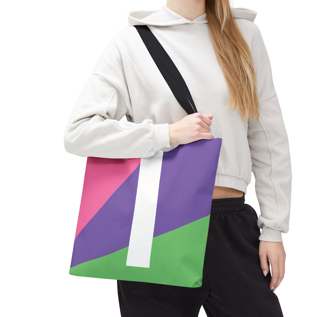 Monogram 'I' Colorblock Tote Bag — Personalized Initial I Shoulder Tote