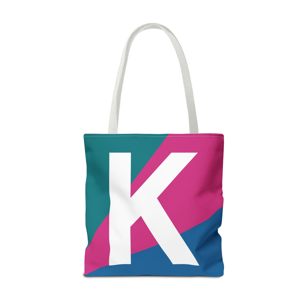 Monogram 'K' Colorblock Tote Bag — Personalized Initial K Shoulder Tote