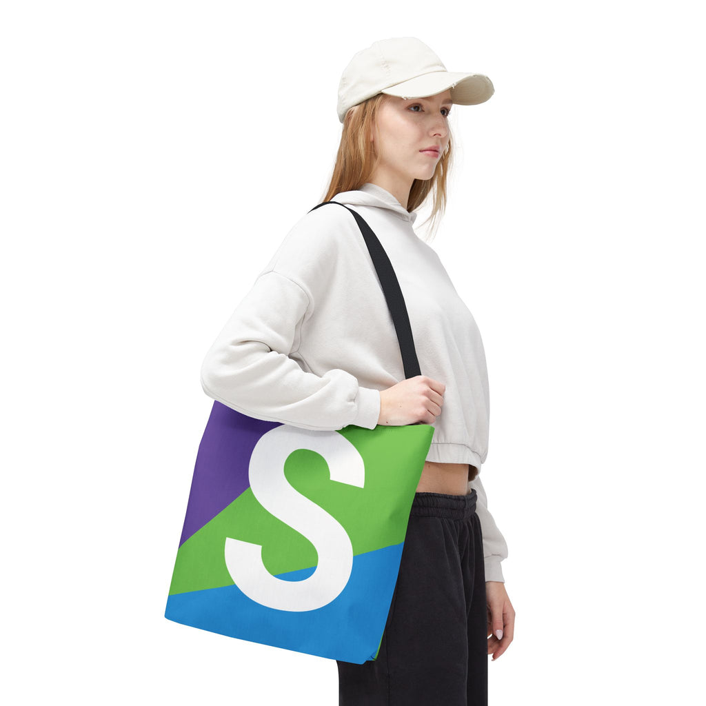Monogram 'S' Colorblock Tote Bag — Personalized Initial S Shoulder Tote