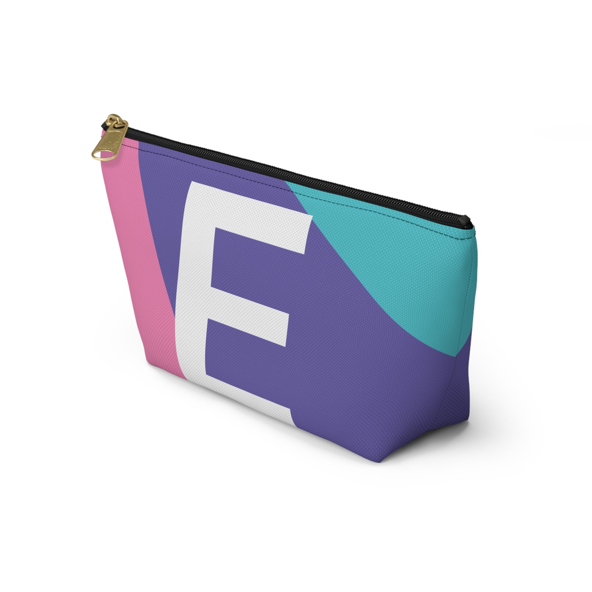 Initials Colorblock Accessory Pouch — Monogram E T-Bottom Cosmetic Bag