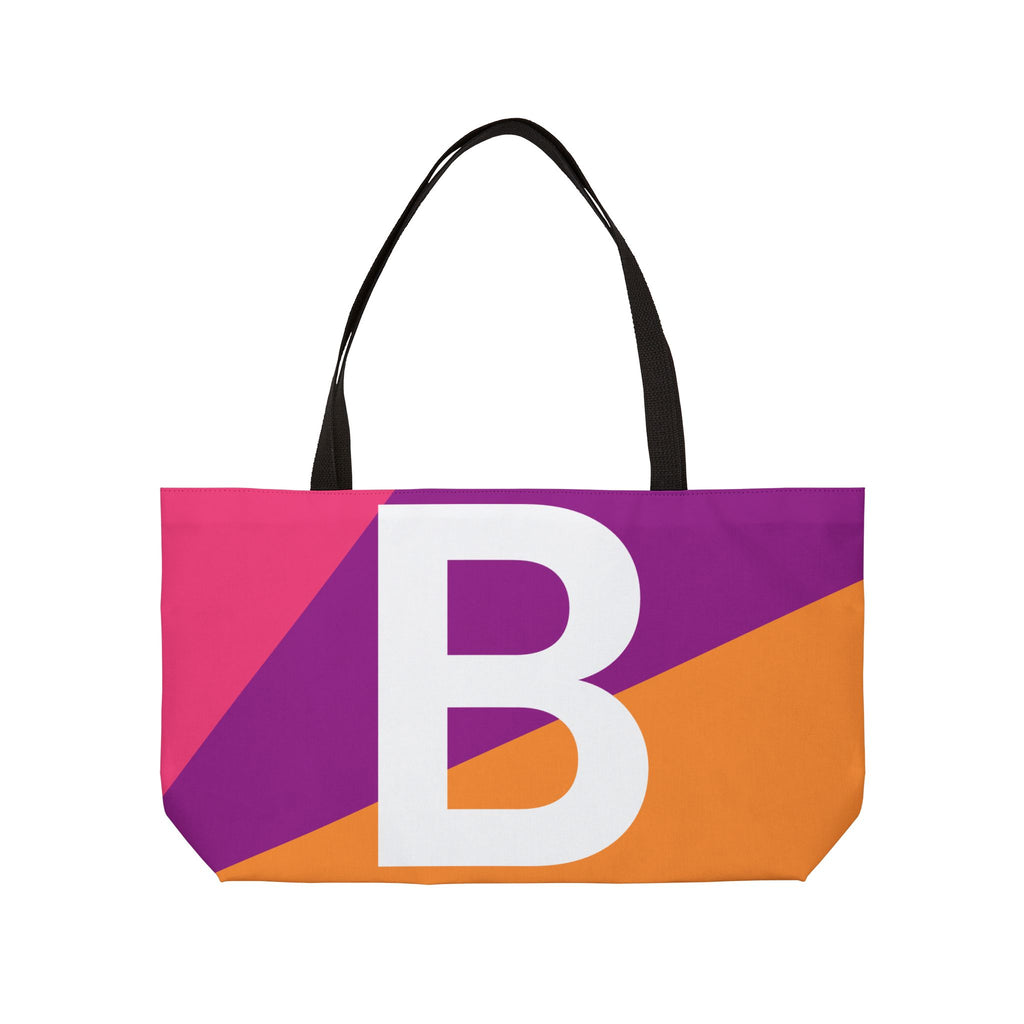 Personalized 'B' Colorblock Tote Bag — Monogram Weekender Tote