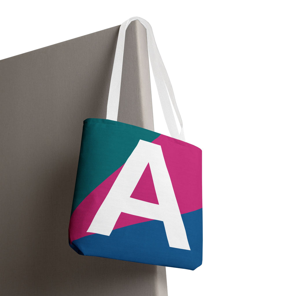 Monogram 'A' Colorblock Tote Bag — Personalized Initial A Shoulder Tote