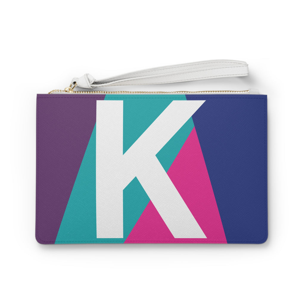 Monogram 'K' Colorblock Clutch Bag — Bold Geometric Wristlet for Everyday & Gifts