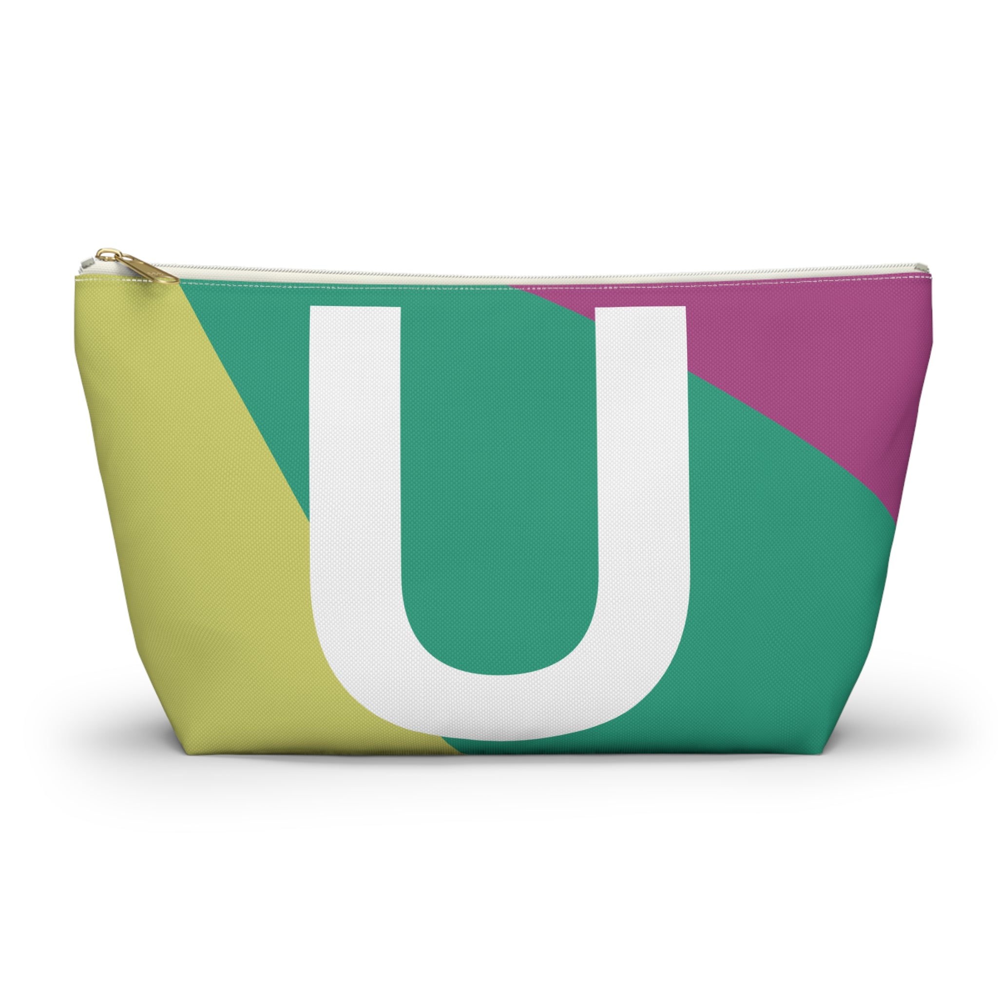 Initials Colorblock Accessory Pouch — Monogram U T-Bottom Cosmetic Bag