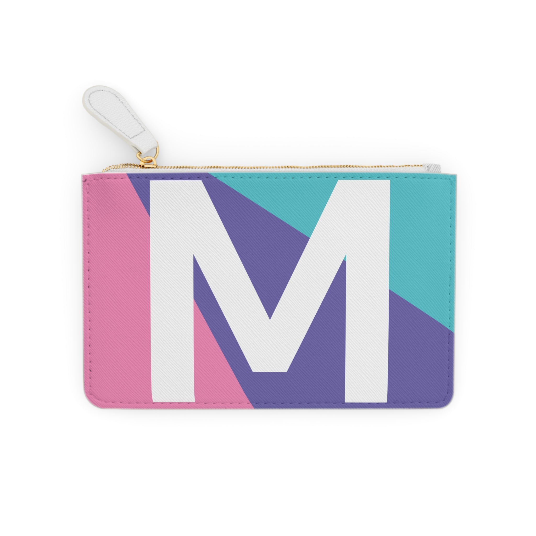 Initial M Mini Clutch — Colorblock Monogram Wristlet Wallet