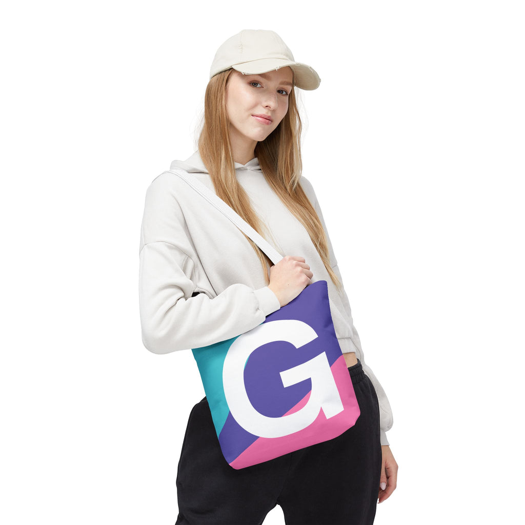 Monogram 'G' Colorblock Tote Bag — Personalized Initial G Shoulder Tote